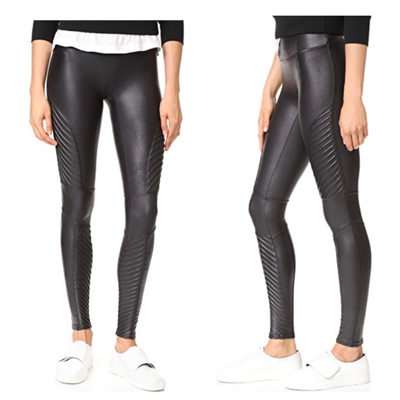 SPANX Pants - SPANX faux leather moto leggings black